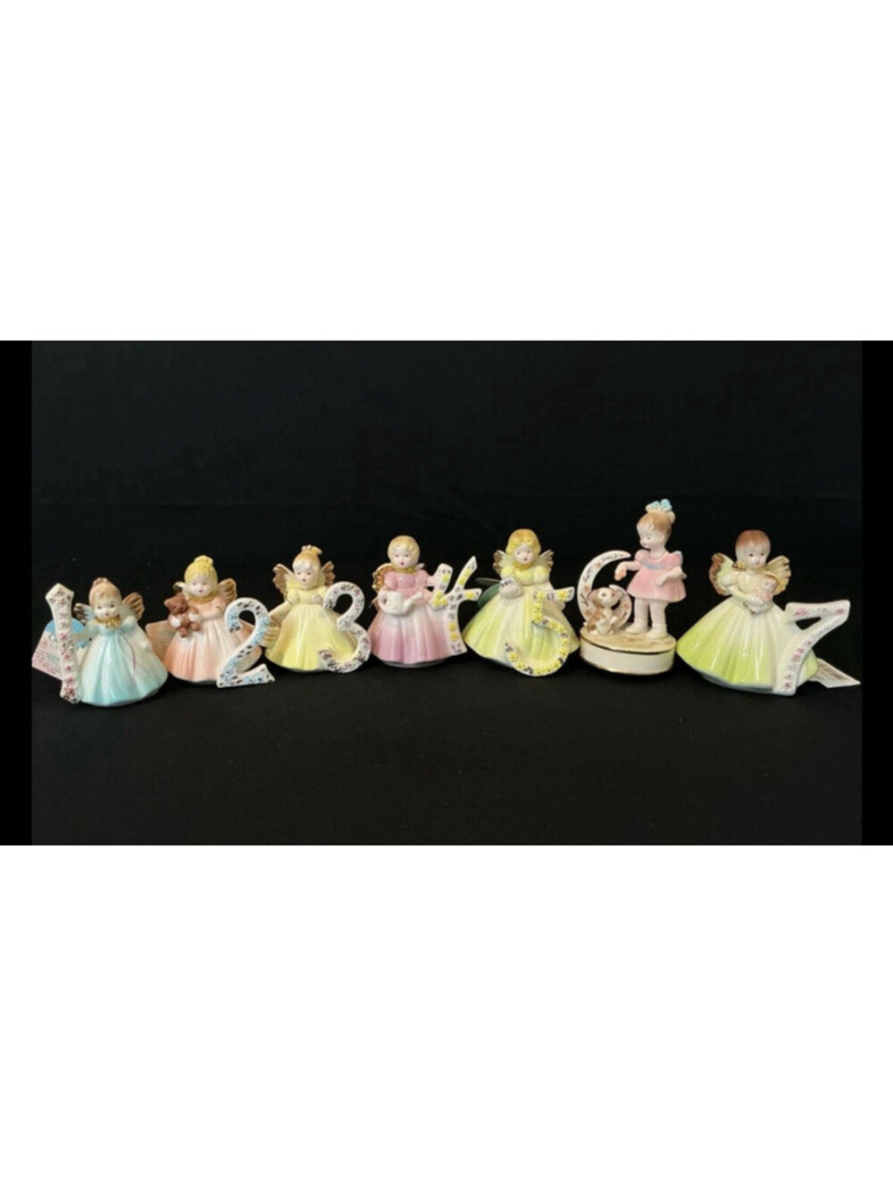 Set of 7 Vintage Original Josef Birthday Girl Figurines -some new